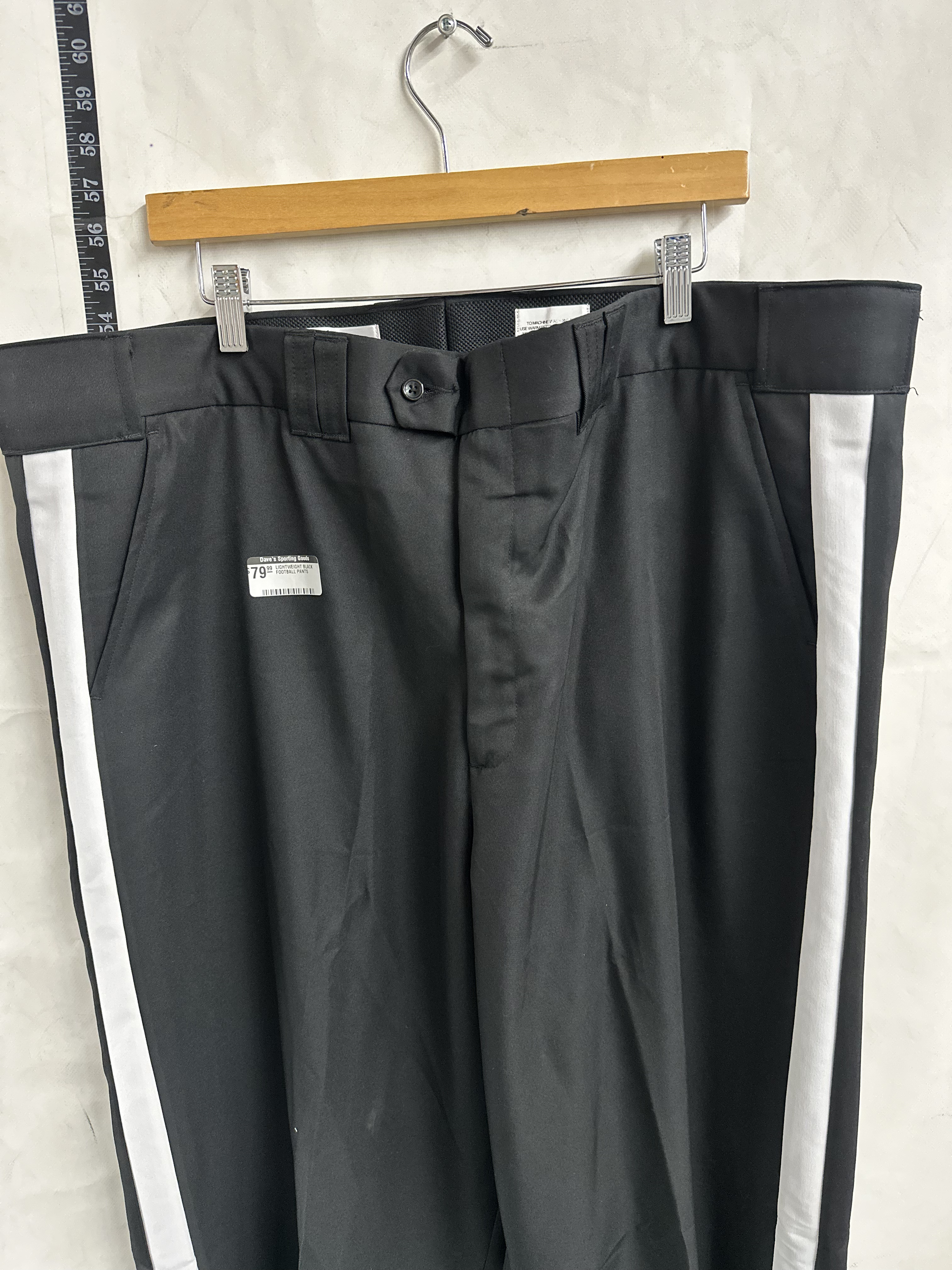 Professional Black Football Referee Pants with 1 1/4" White Side Stripe | Officials Apparel