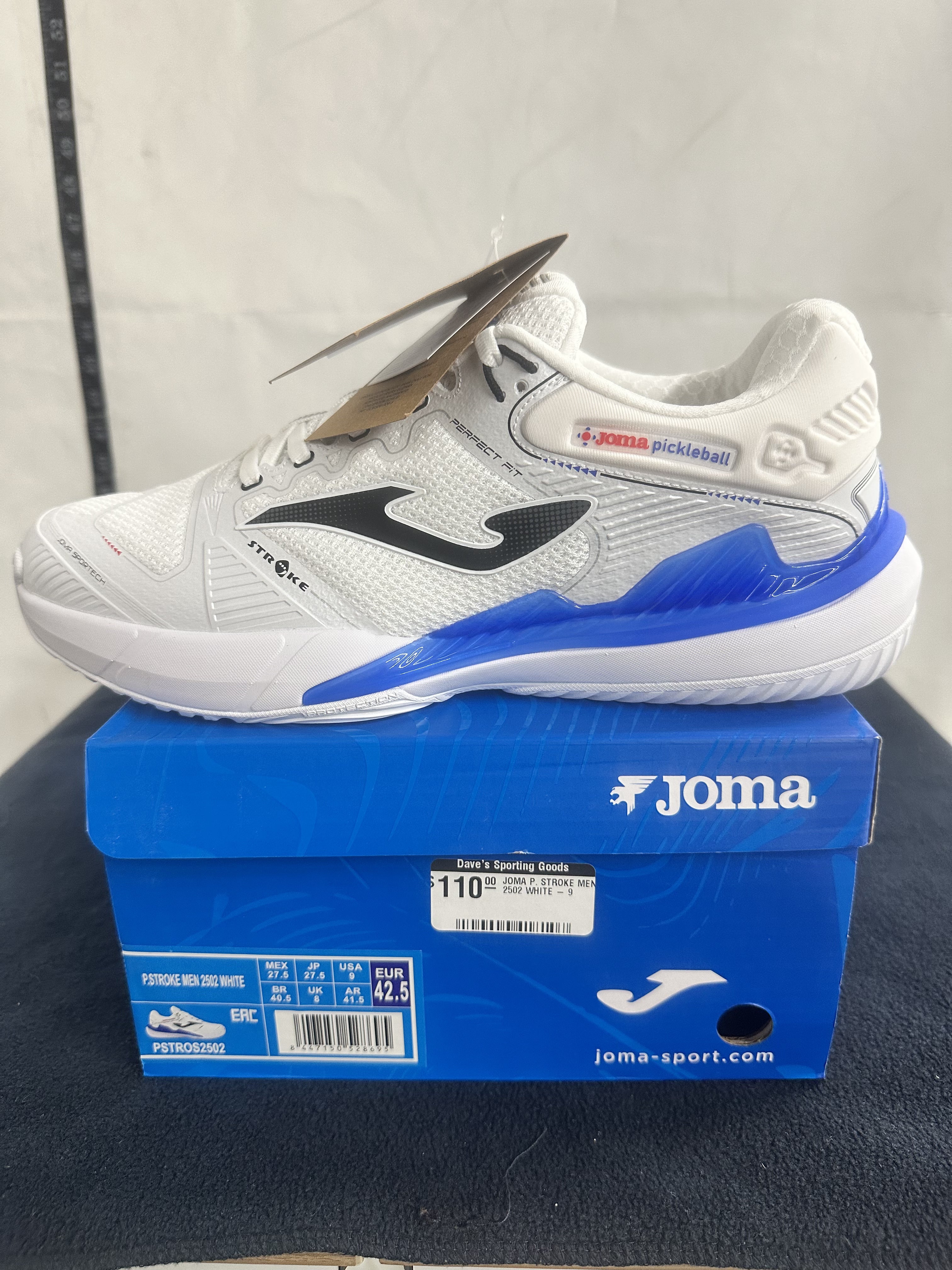 Joma Pickleball Stroke Men's Shoes – White/Blue - Size 9M