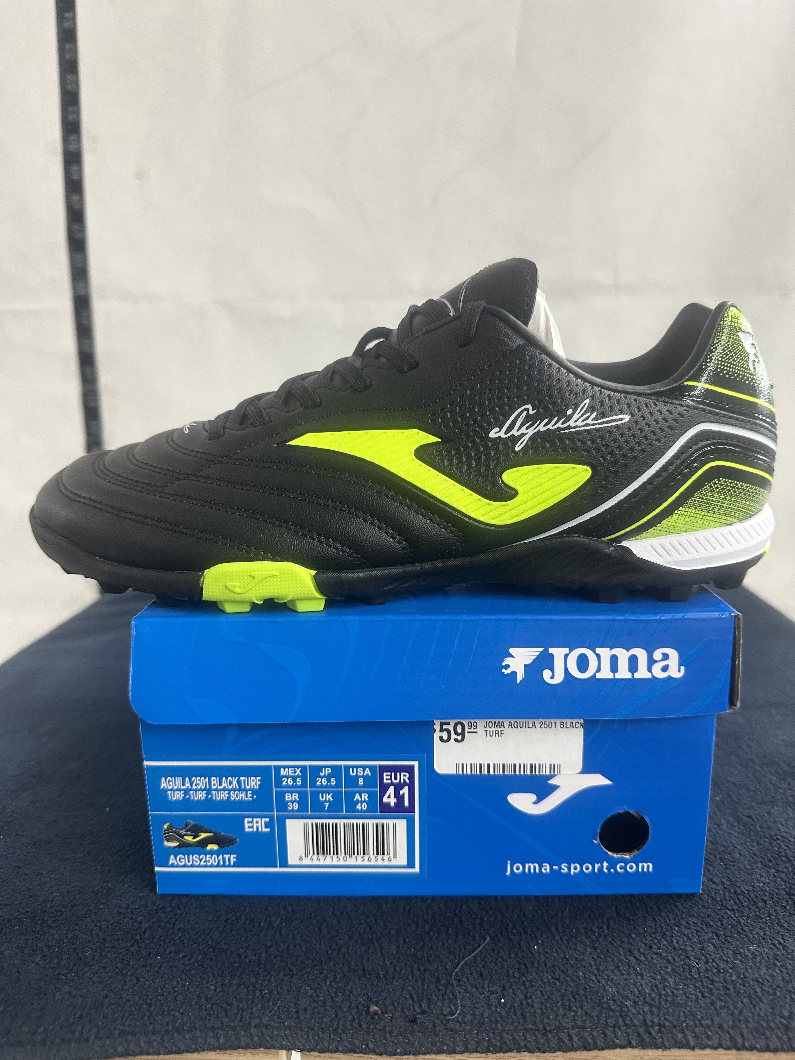 Joma Aguila 2501 Black Turf Soccer Shoes - Size 8M