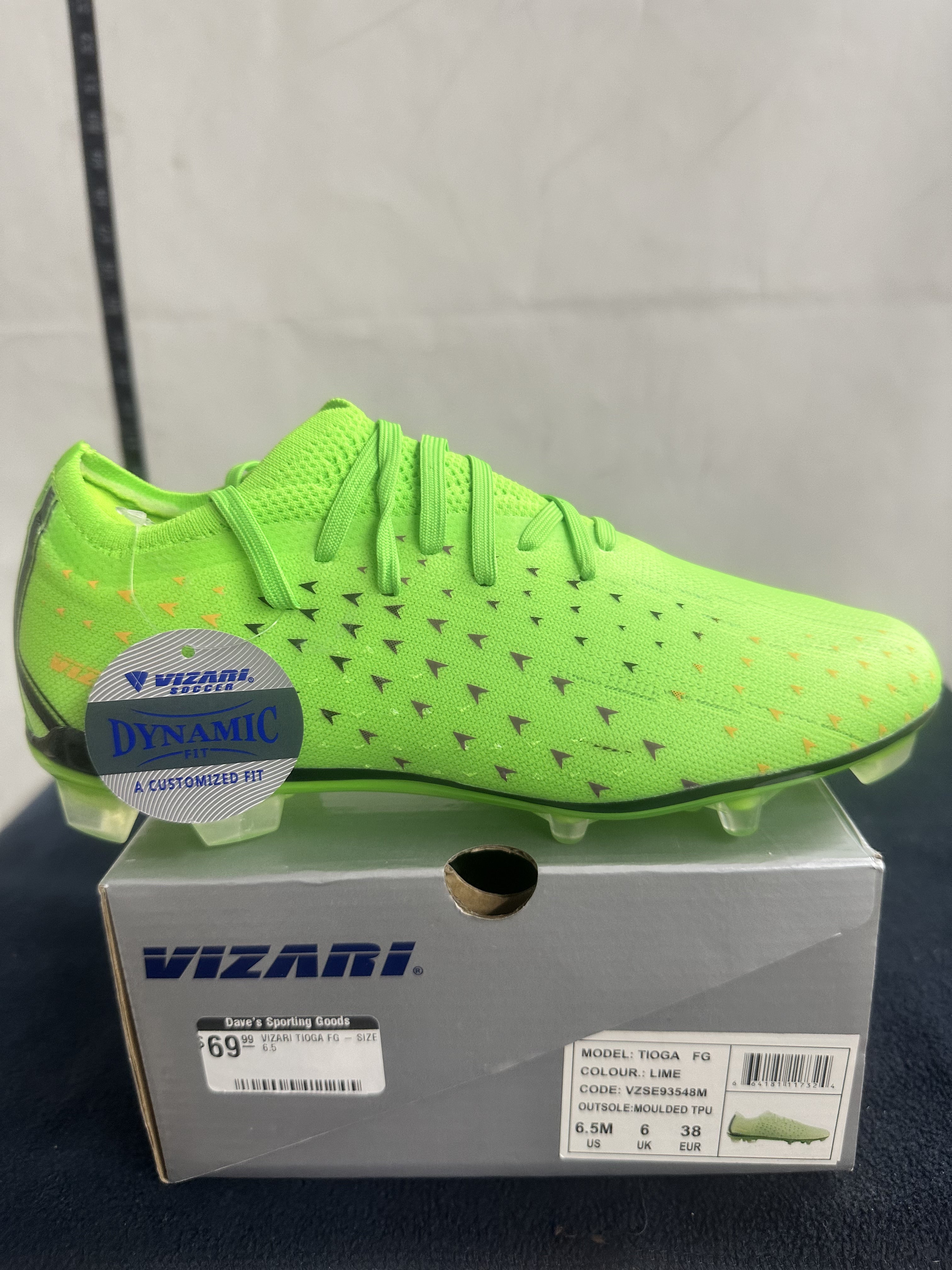 Vizari Tioga FG Soccer Cleats – Lime – Men's Size 6.5