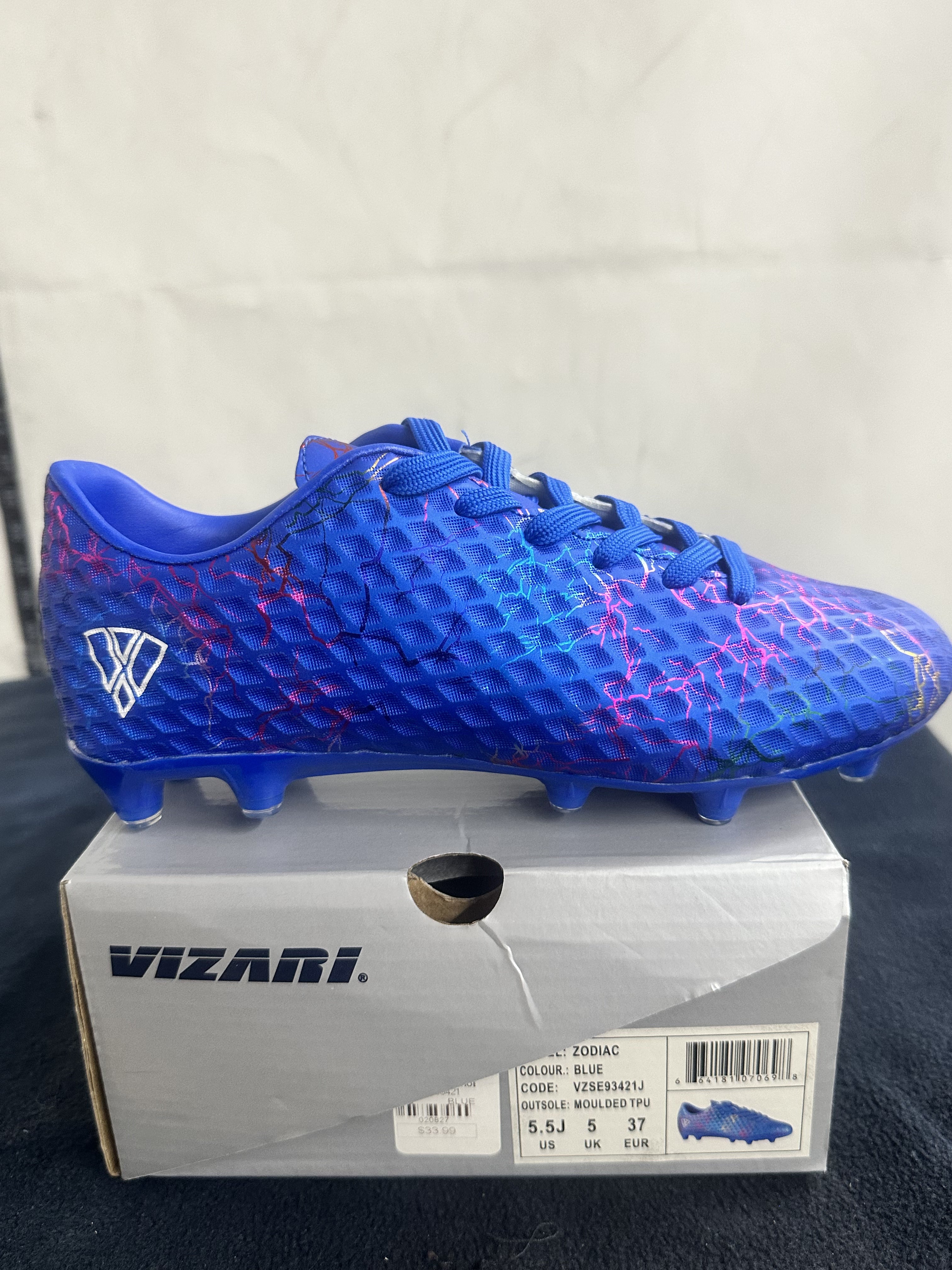 Vizari Zodiac Soccer Cleats – Blue – Youth Size 5.5J