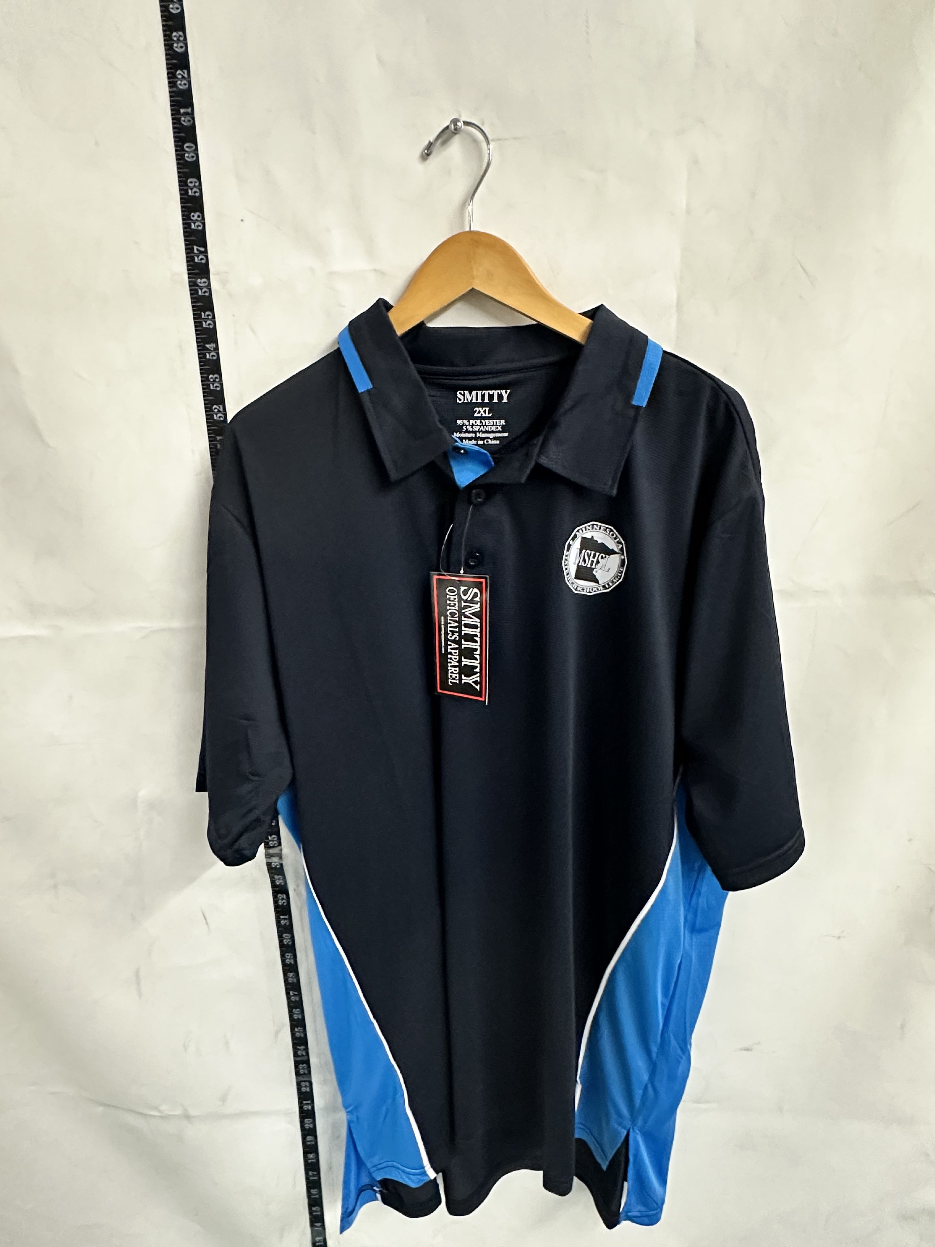 MSHSL Smitty Officials Polo Shirt Black Blue Short Sleeve 2XL