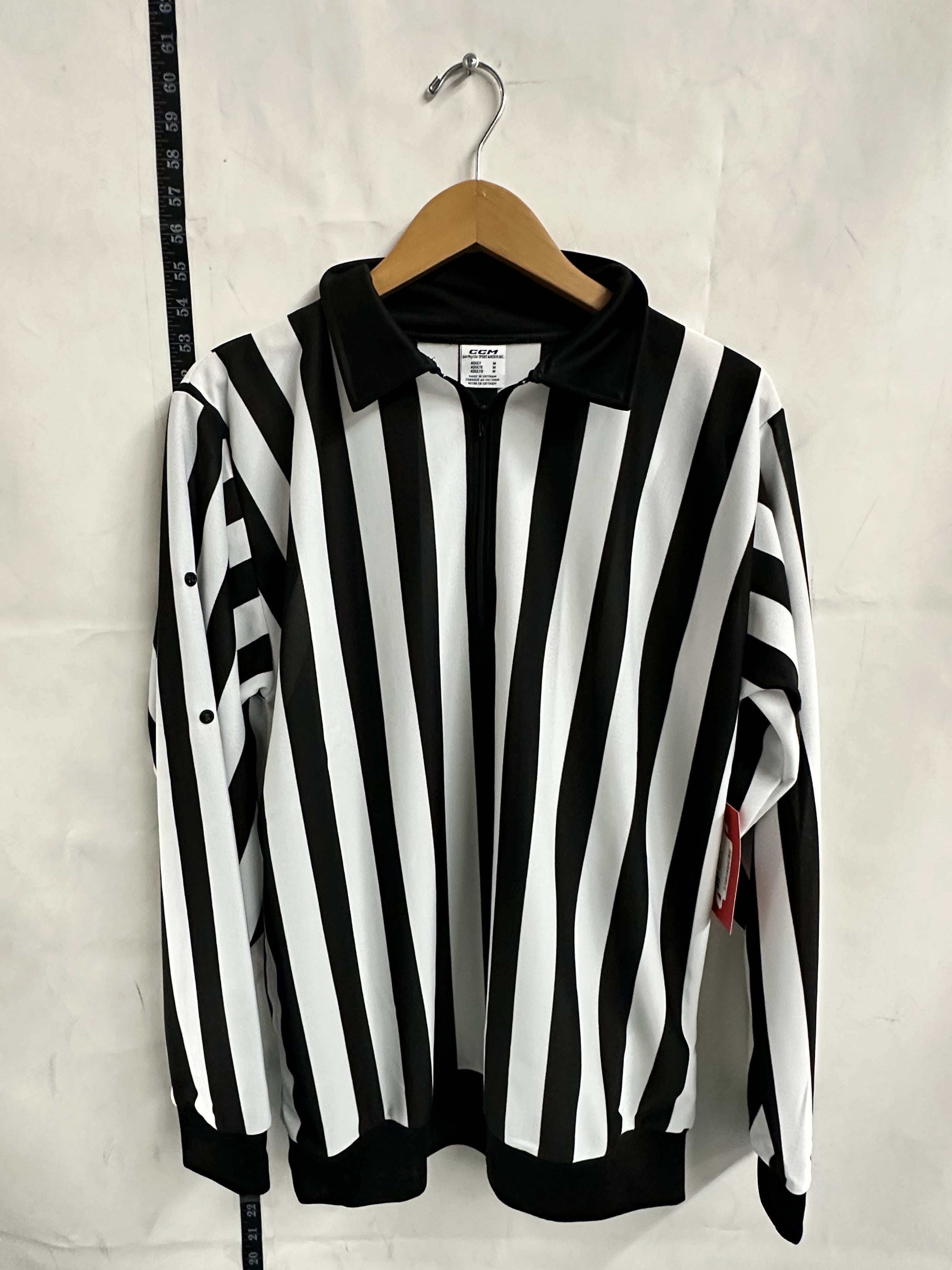 CCM Hockey Referee Jersey Black White Striped Long Sleeve Officials Shirt Adult