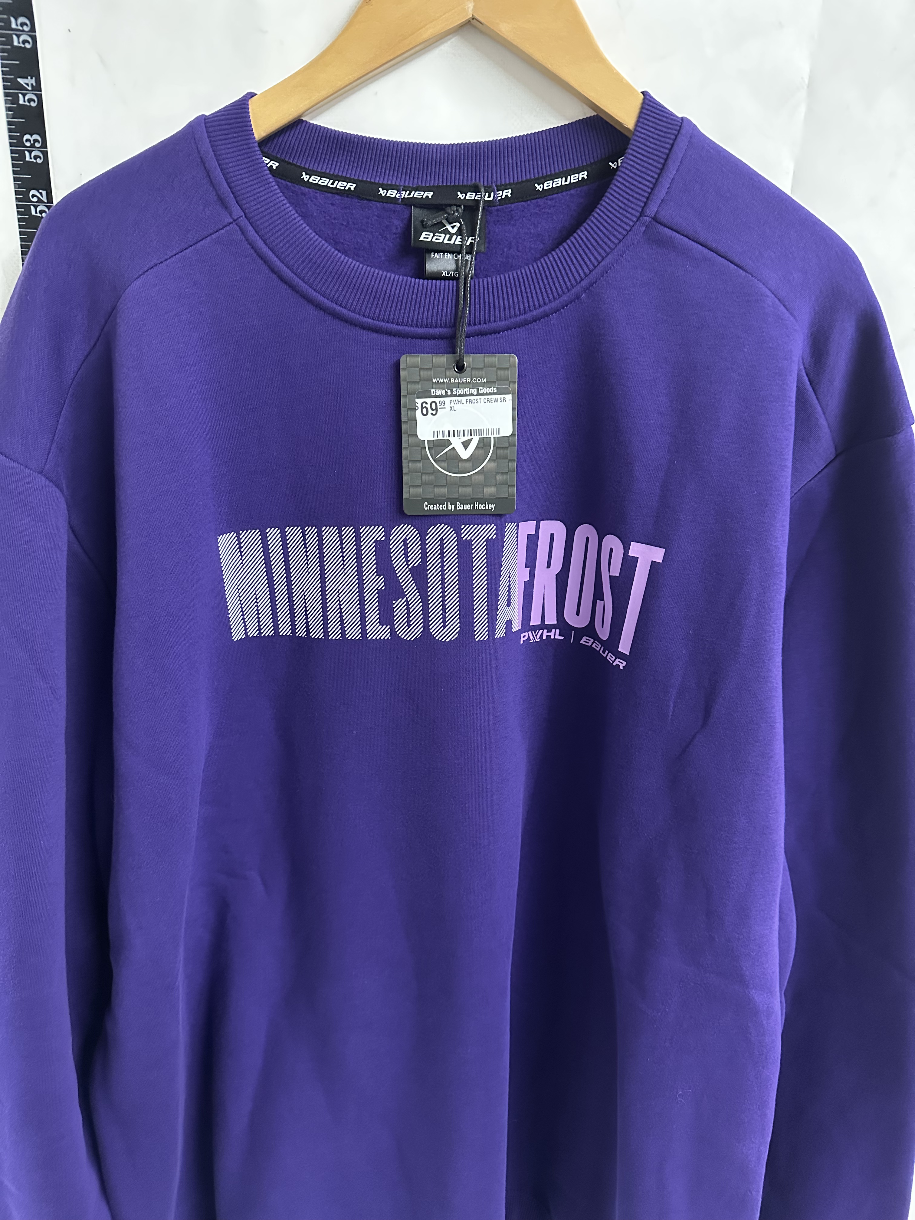 Minnesota Frost Bauer PWHL Crewneck Sweatshirt – Purple – XL/TG