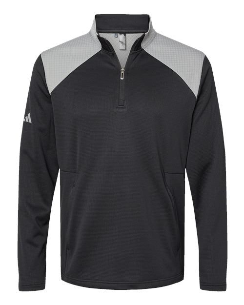 Textured Mixed Media Quarter-Zip Pullover - A532