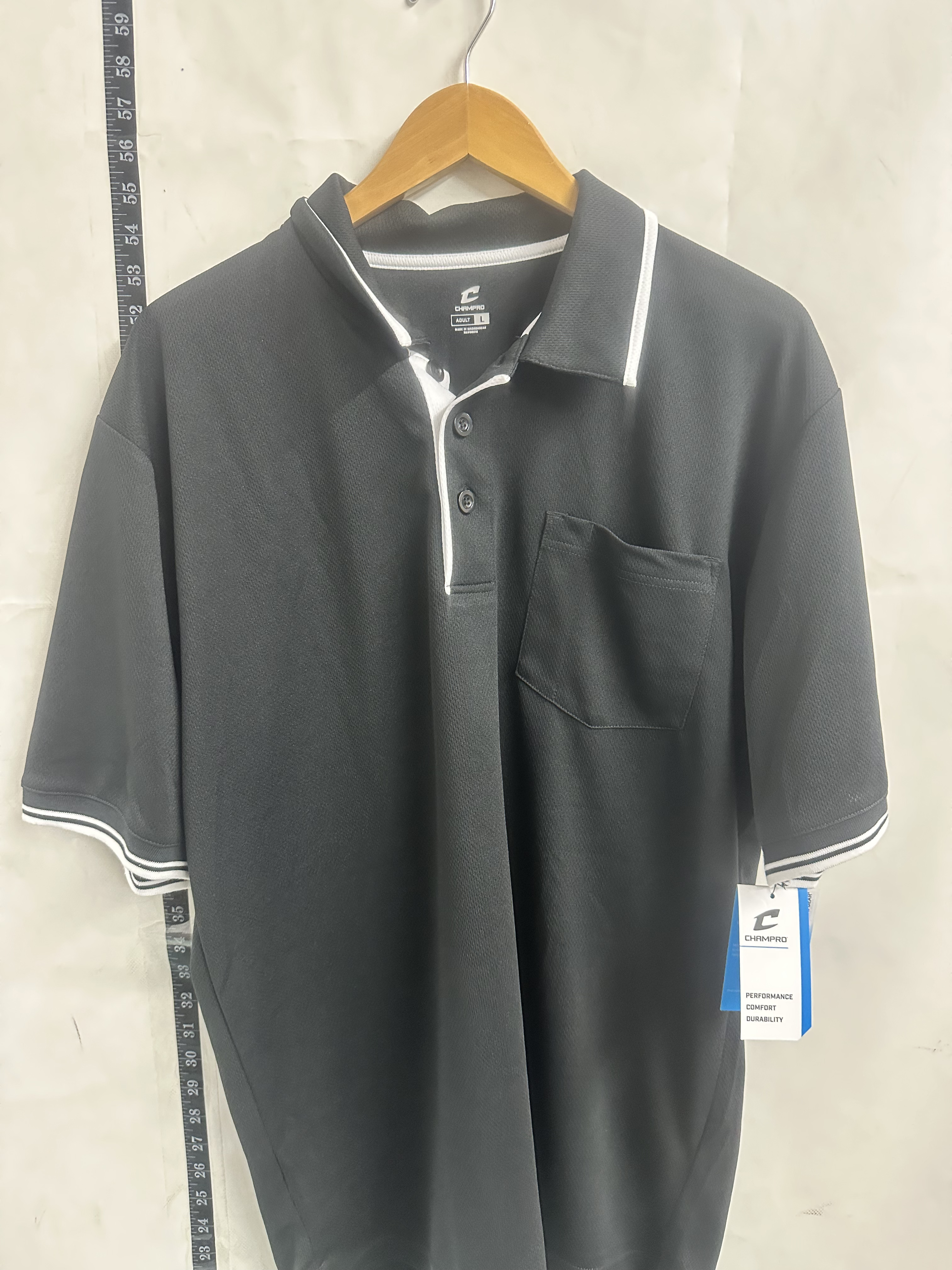Champro Umpire Polo Shirt – Black/White – Adult Large