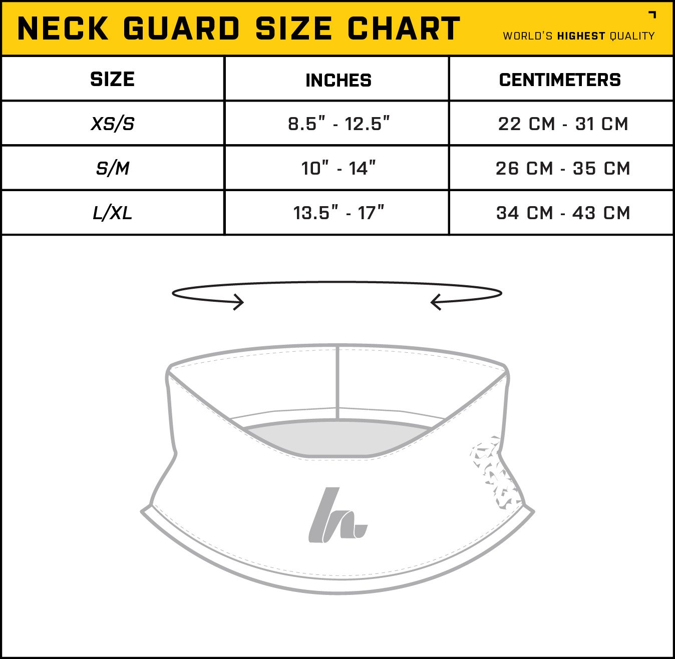 Neck Guard Size Chart